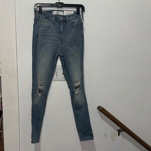 Hollister Light Blue Distressed Super Skinny Jeans